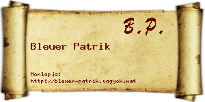 Bleuer Patrik névjegykártya